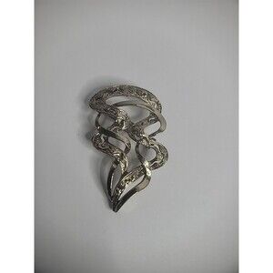 Vintage Silver Tone Brooch Pin Swirled Textered Solid Jewelry Costume